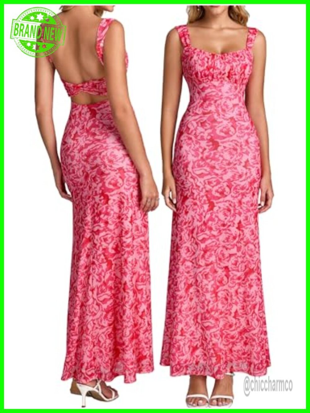 Parthea Summer Wedding Guest Dress Smocked Bust Backless Maxi